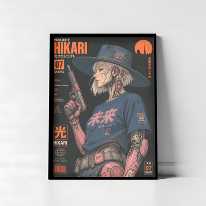 Affiche Cyberpunk Witch Girl | Hikari 07 & Futur Japonais