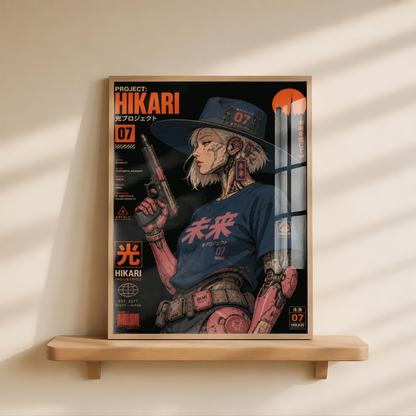 Affiche Cyberpunk Witch Girl | Hikari 07 & Futur Japonais