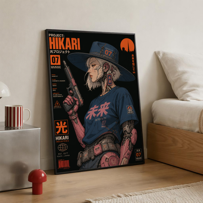 Affiche Cyberpunk Witch Girl | Hikari 07 & Futur Japonais