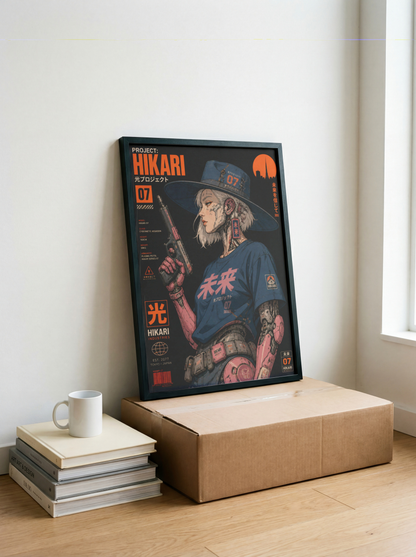 Affiche Cyberpunk Witch Girl | Hikari 07 & Futur Japonais