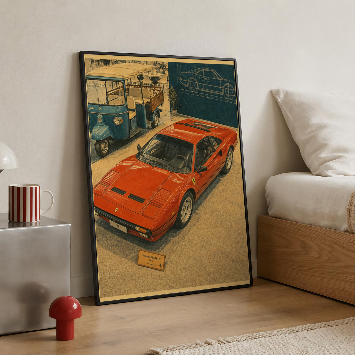 Affiche Voiture Sportive Rouge, Automobile de Collection, Garage Italien & Ambiance Vintage Rétro