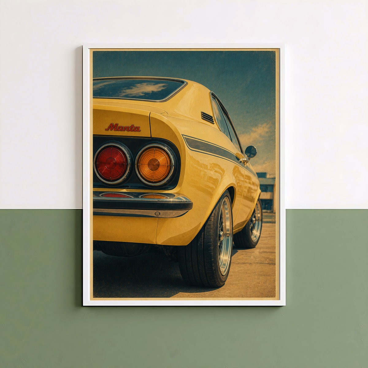 Affiche Coupé Jaune Sportif Européen, Automobile Vintage Rétro, Style Années Classiques, Déco Garage, Passion Automobile & Collection