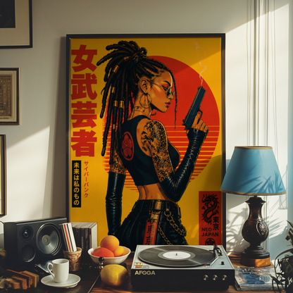 Affiche Cyberpunk Woman | Samurai & Neo Tokyo