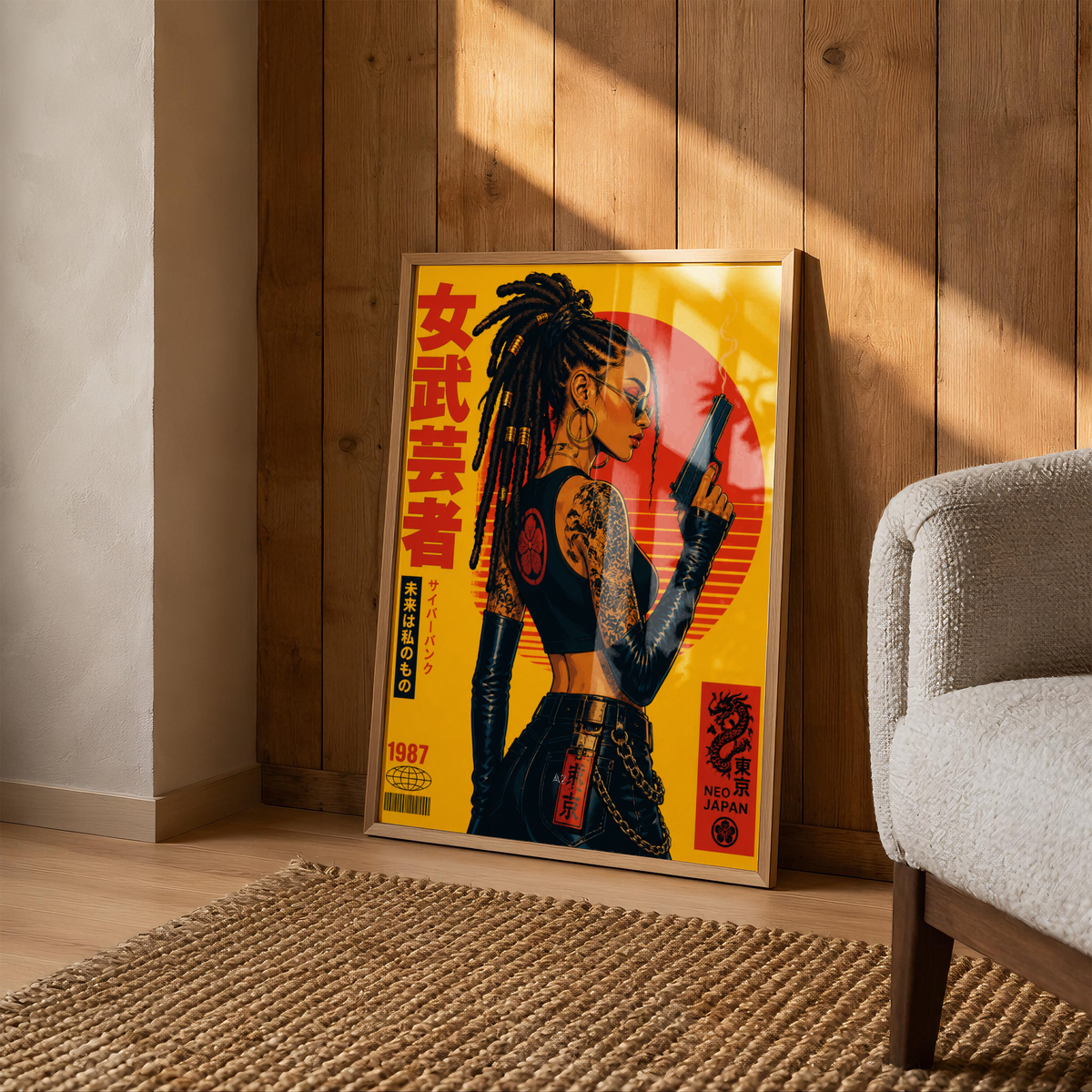 Affiche Cyberpunk Woman | Samurai & Neo Tokyo