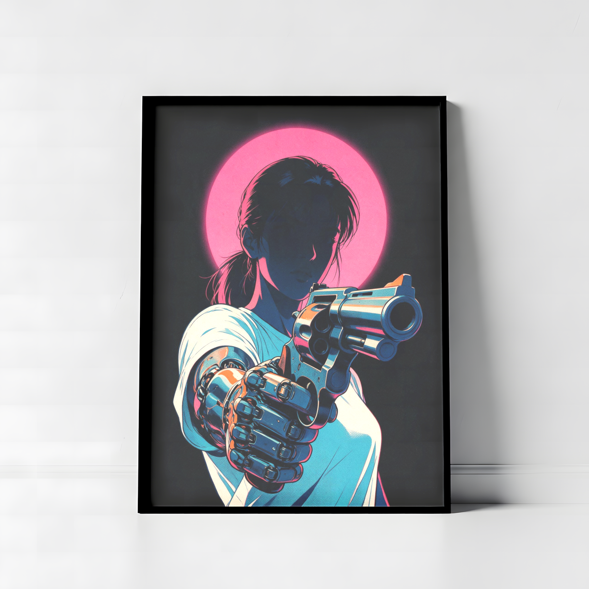 Affiche Cyberpunk Woman | Neon Pink Moon & Future City
