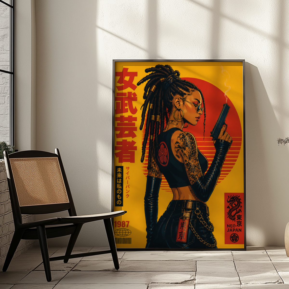 Affiche Cyberpunk Woman | Samurai & Neo Tokyo