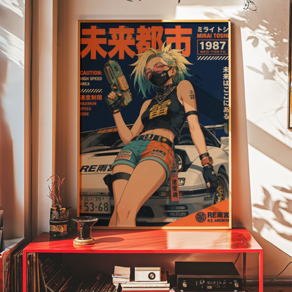 Affiche JDM Cyberpunk Girl | Tokyo Futuriste