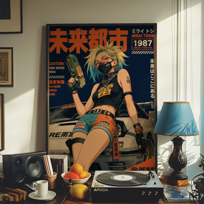 Affiche JDM Cyberpunk Girl | Tokyo Futuriste