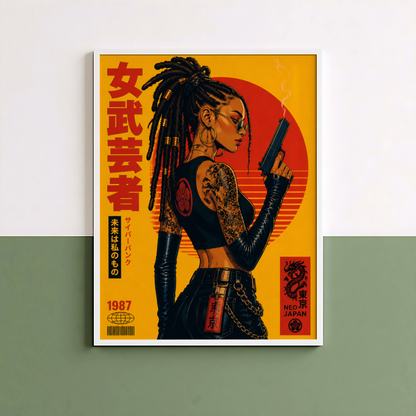 Affiche Cyberpunk Woman | Samurai & Neo Tokyo