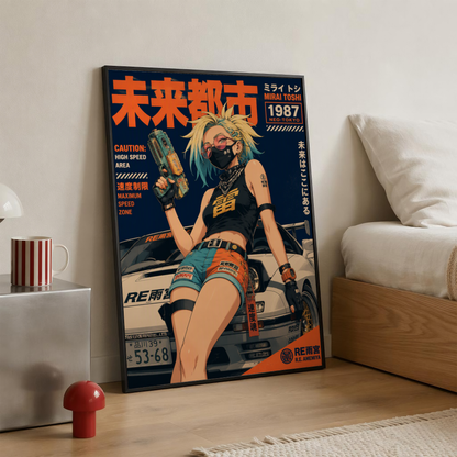 Affiche JDM Cyberpunk Girl | Tokyo Futuriste