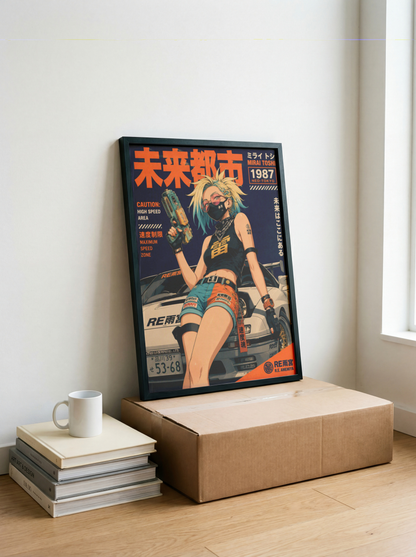 Affiche JDM Cyberpunk Girl | Tokyo Futuriste