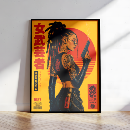 Affiche Cyberpunk Woman | Samurai & Neo Tokyo