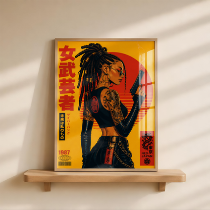 Affiche Cyberpunk Woman | Samurai & Neo Tokyo
