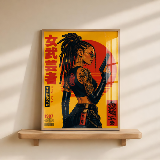 Affiche Cyberpunk Woman | Samurai & Neo Tokyo