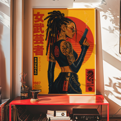 Affiche Cyberpunk Woman | Samurai & Neo Tokyo