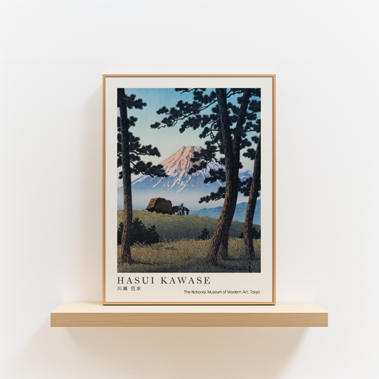 Hasui Kawase Japanese Woodblock Print, Mount Fuji Through Pine Trees, Vintage Japanese Landscape Art, Japan Travel Poster