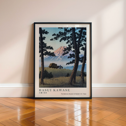 Hasui Kawase Japanese Woodblock Print, Mount Fuji Through Pine Trees, Vintage Japanese Landscape Art, Japan Travel Poster