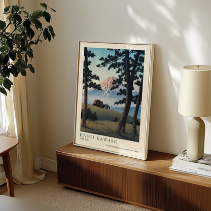 Hasui Kawase Japanese Woodblock Print, Mount Fuji Through Pine Trees, Vintage Japanese Landscape Art, Japan Travel Poster