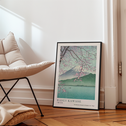 Hasui Kawase Japanese Woodblock Print, Mount Fuji Beneath Cherry Blossoms, Vintage Japanese Landscape Art, Japan Poster