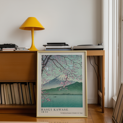 Hasui Kawase Japanese Woodblock Print, Mount Fuji Beneath Cherry Blossoms, Vintage Japanese Landscape Art, Japan Poster