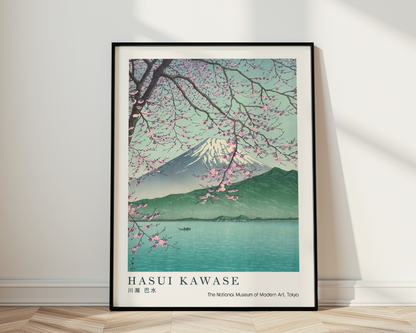 Hasui Kawase Japanese Woodblock Print, Mount Fuji Beneath Cherry Blossoms, Vintage Japanese Landscape Art, Japan Poster
