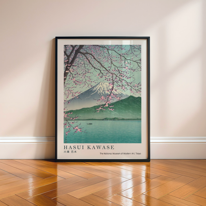 Hasui Kawase Japanese Woodblock Print, Mount Fuji Beneath Cherry Blossoms, Vintage Japanese Landscape Art, Japan Poster