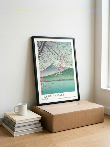 Hasui Kawase Japanese Woodblock Print, Mount Fuji Beneath Cherry Blossoms, Vintage Japanese Landscape Art, Japan Poster