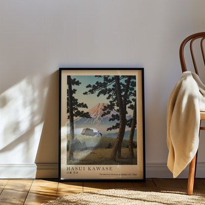 Hasui Kawase Japanese Woodblock Print, Mount Fuji Through Pine Trees, Vintage Japanese Landscape Art, Japan Travel Poster