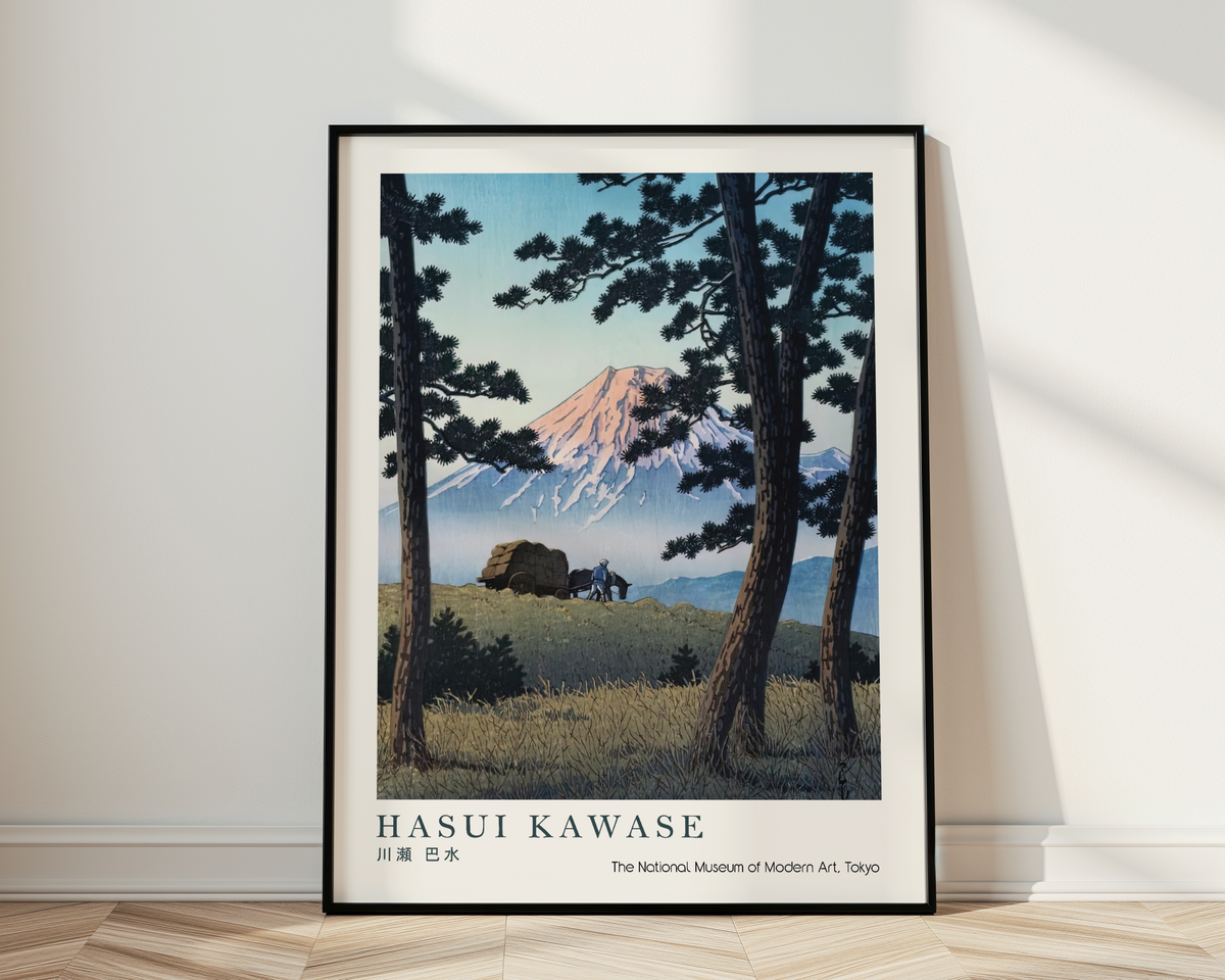 Hasui Kawase Japanese Woodblock Print, Mount Fuji Through Pine Trees, Vintage Japanese Landscape Art, Japan Travel Poster