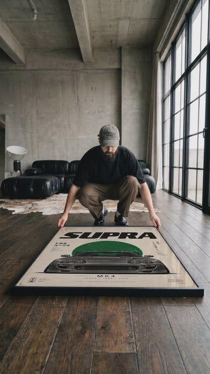 Japanese Tuner Car Poster, Minimalist 90s JDM Wall Art, Grey Sports Coupe Print, Retro Street Racing Automotive Decor
