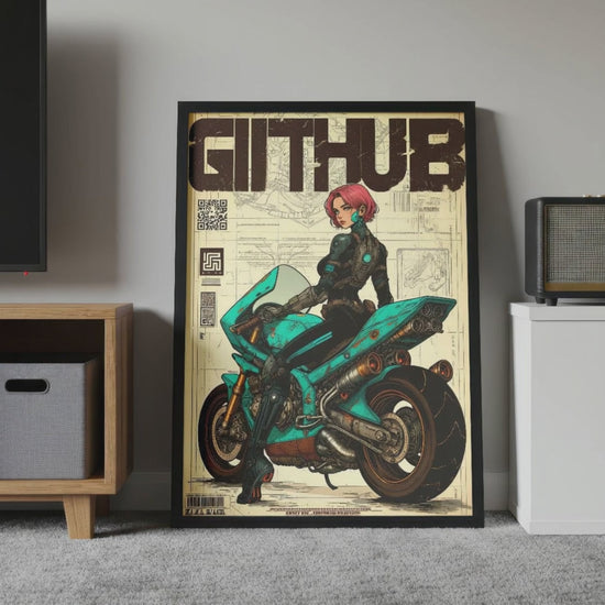 Video for Affiche cyberpunk motarde #1 – art digital futuriste