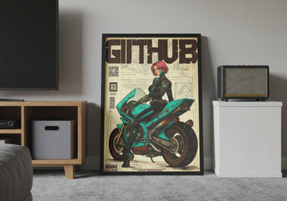 Video for Affiche cyberpunk motarde #1 – art digital futuriste