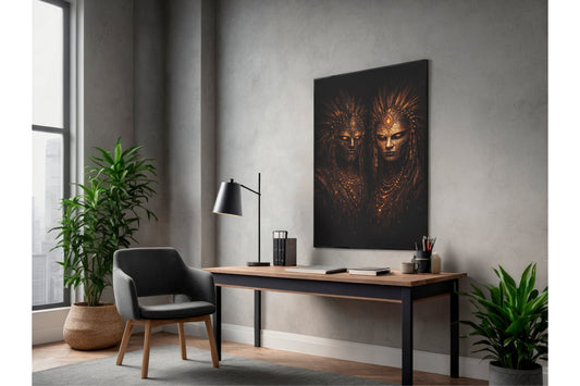 Masques tribaux dorés (couple)