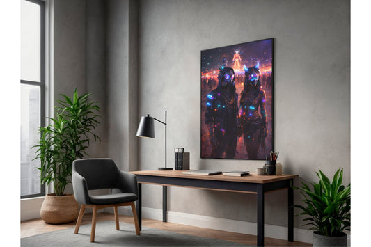 Festival Tribal Néon – Poster couple futuriste